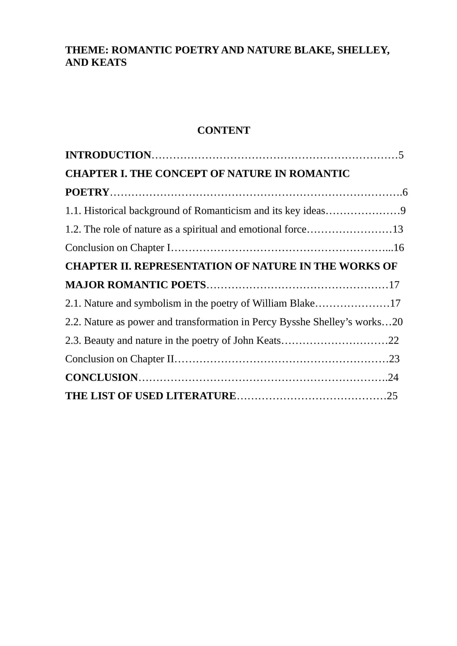ROMANTIC POETRY AND NATURE BLAKE, SHELLEY, AND KEATS