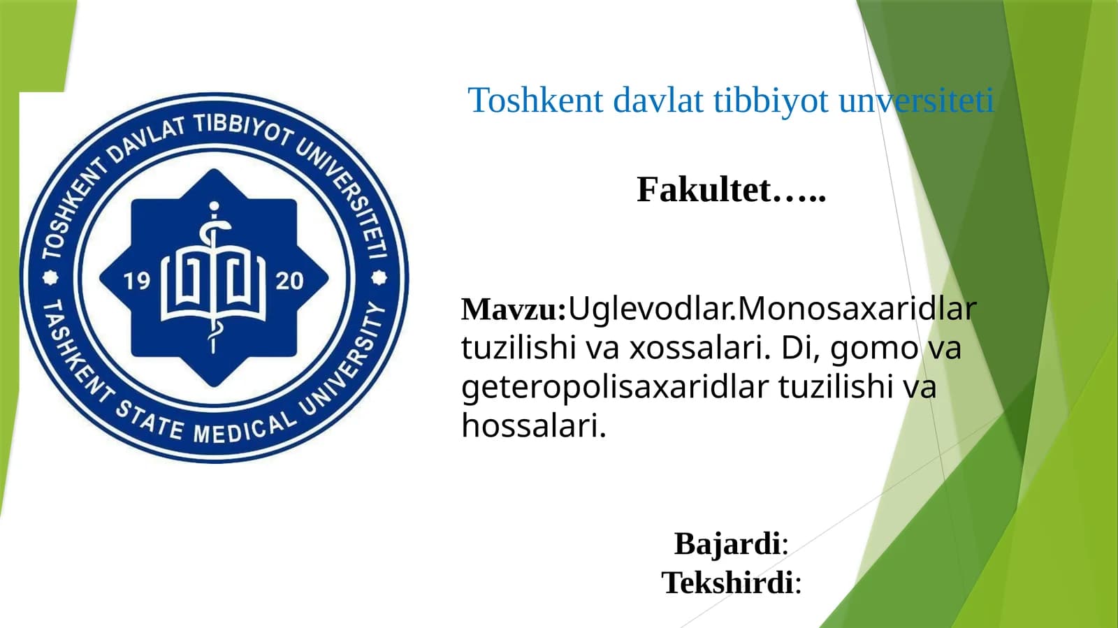 Uglevodlar.Monosaxaridlar tuzilishi va xossalari. Di,gomo va geteropolisaxaridlar tuzilishi va hossalari