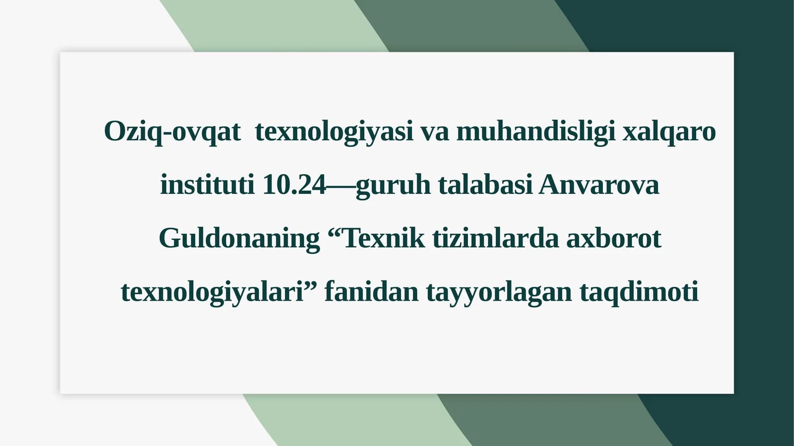 Texnik tizimlarda axborot texnologiyalari