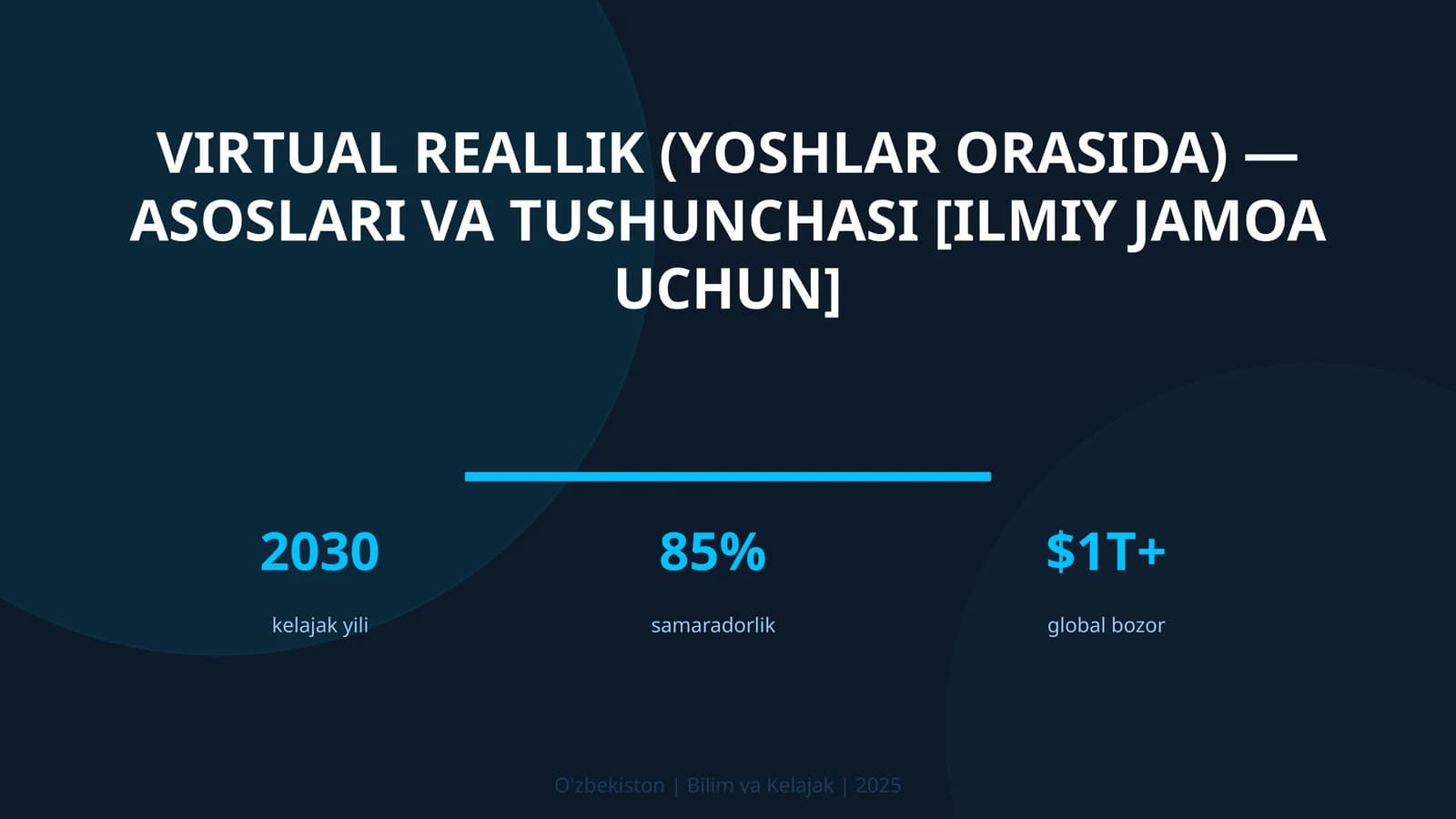 Virtual reallik (yoshlar orasida) — asoslari va tushunchasi [ilmiy jamoa uchun]