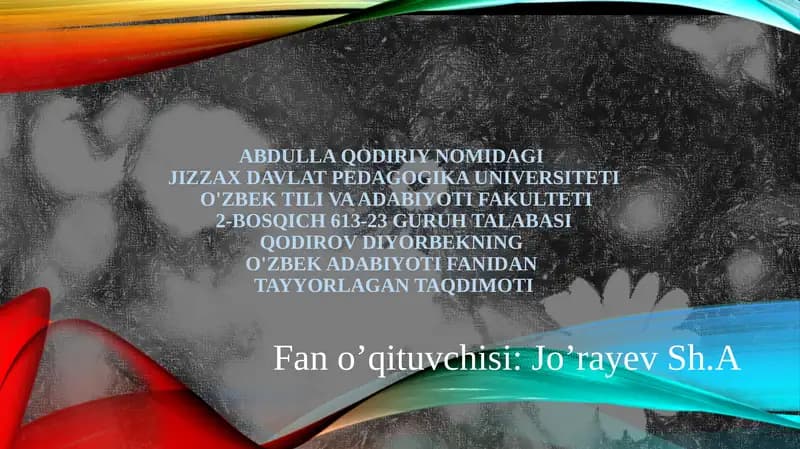 Jizzax davlat pedagogika universiteti O'zbek tili va adabiyoti fakulteti