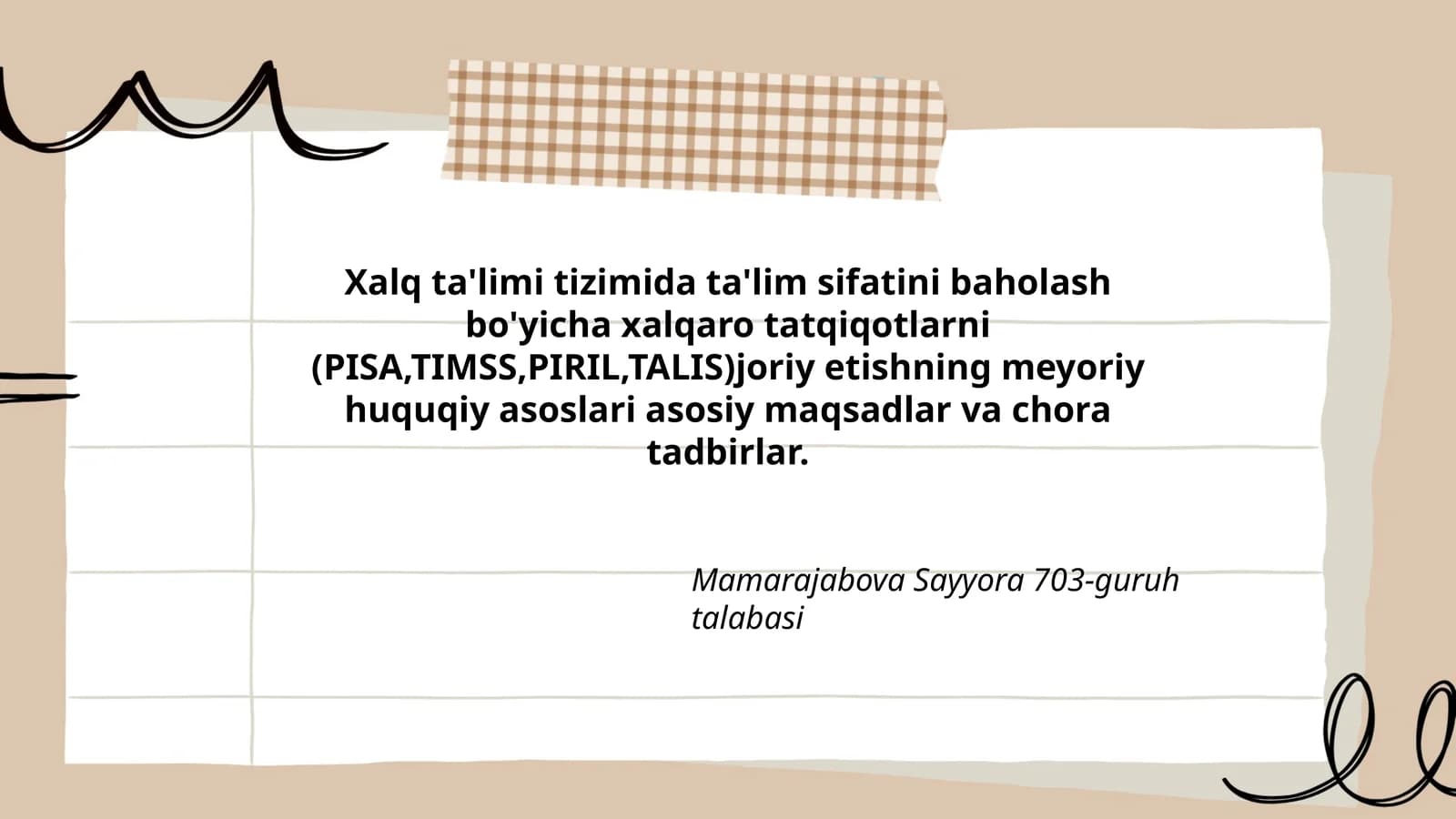 Xalq ta'limi tizimida ta'lim sifatini baholash bo'yicha xalqaro tatqiqotlar