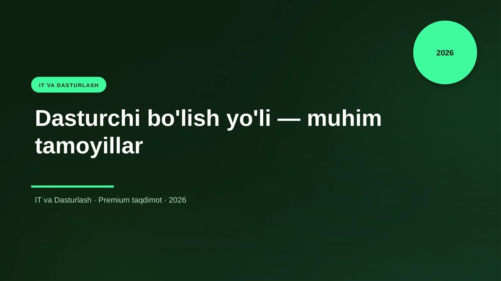 Dasturchi bo'lish yo'li — muhim tamoyillar
