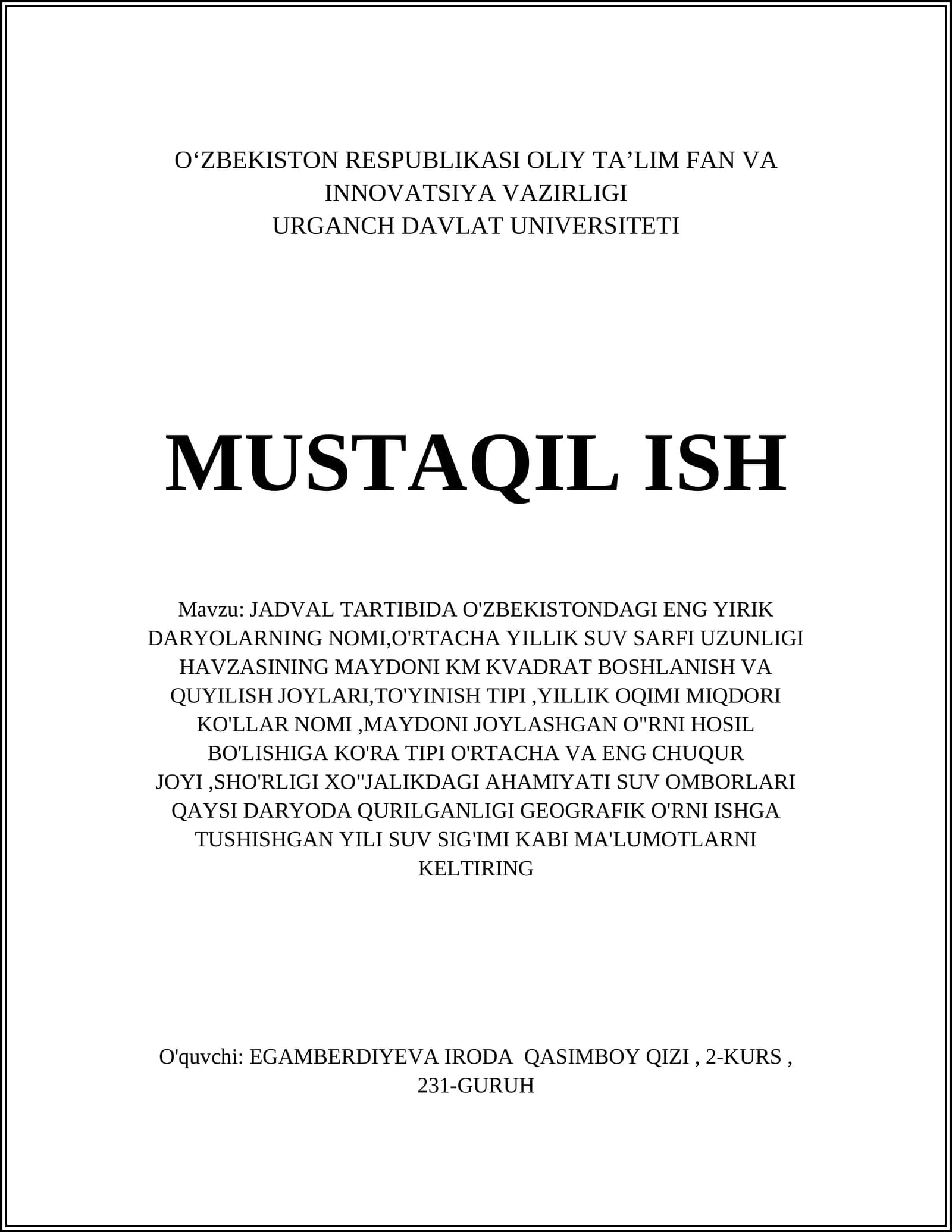 O‘zbekistondagi eng yirik daryolar