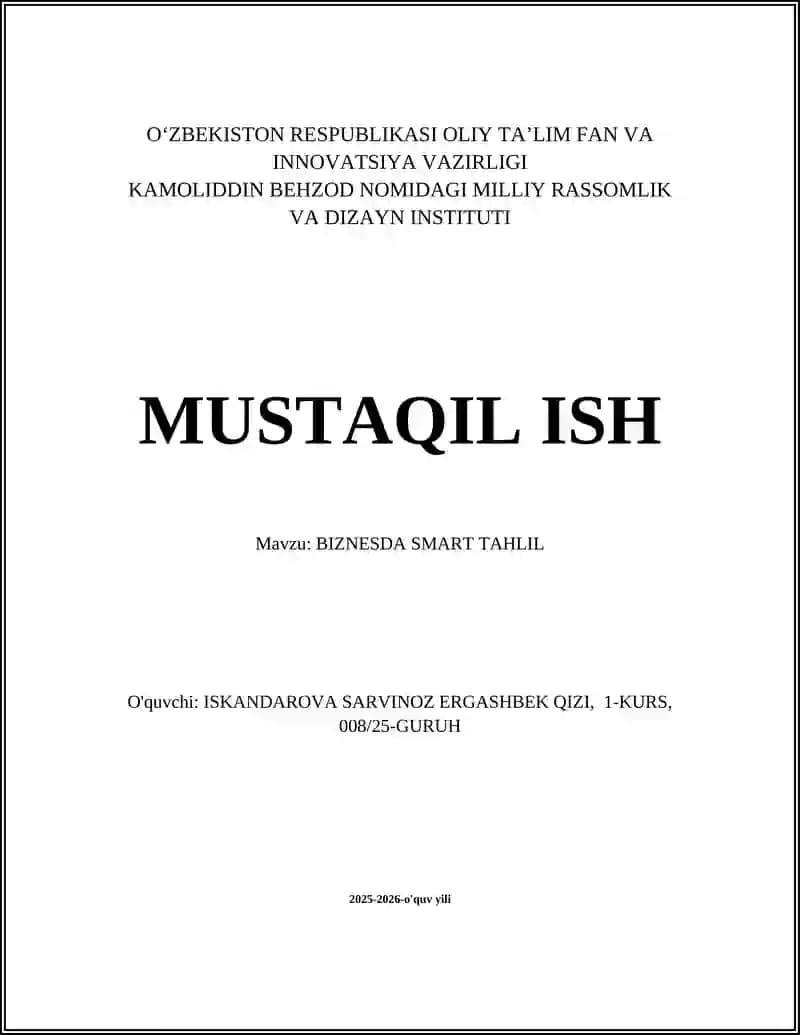 BIZNESDA SMART TAHLIL