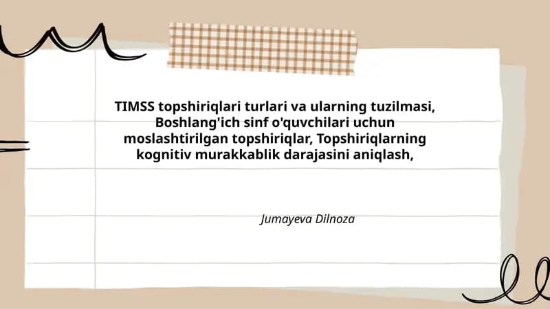 Topshiriqlar turlari va tuzilmasi