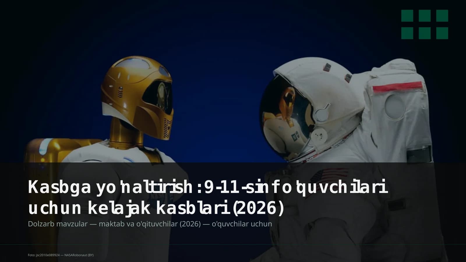 Kasbga yo'naltirish: 9-11-sinf o'quvchilari uchun kelajak kasblari (2026)