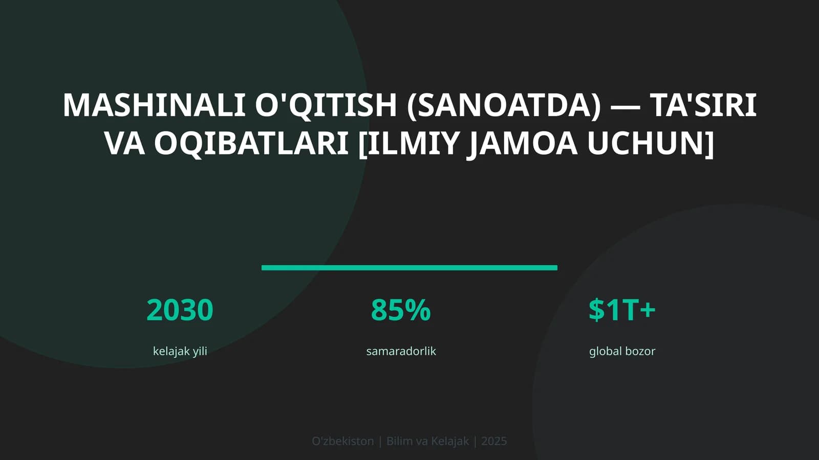 Mashinali o'qitish (sanoatda) — ta'siri va oqibatlari [ilmiy jamoa uchun]