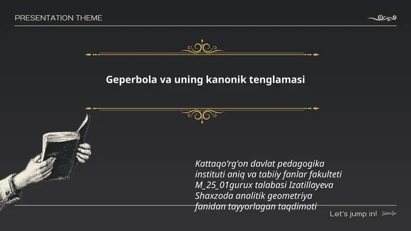 Geperbola va uning kanonik tenglamasi