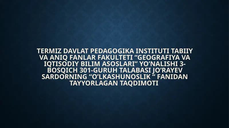 Geografiya va iqtisodiy bilim asoslari
