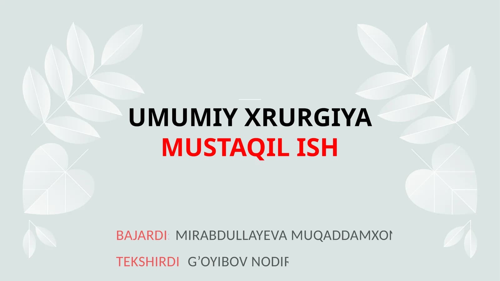 O’TKIR VA SURUNKALI SPETSIFIK XRURGIK INFEKSIYA