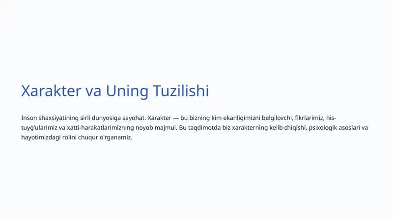 Xarakter va Uning Tuzilishi