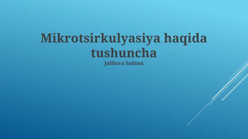 Mikrotsirkulyasiya haqida tushuncha