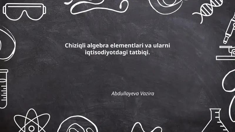 Chiziqli algebra elementlari va ularni iqtisodiyotdagi tatbiqi