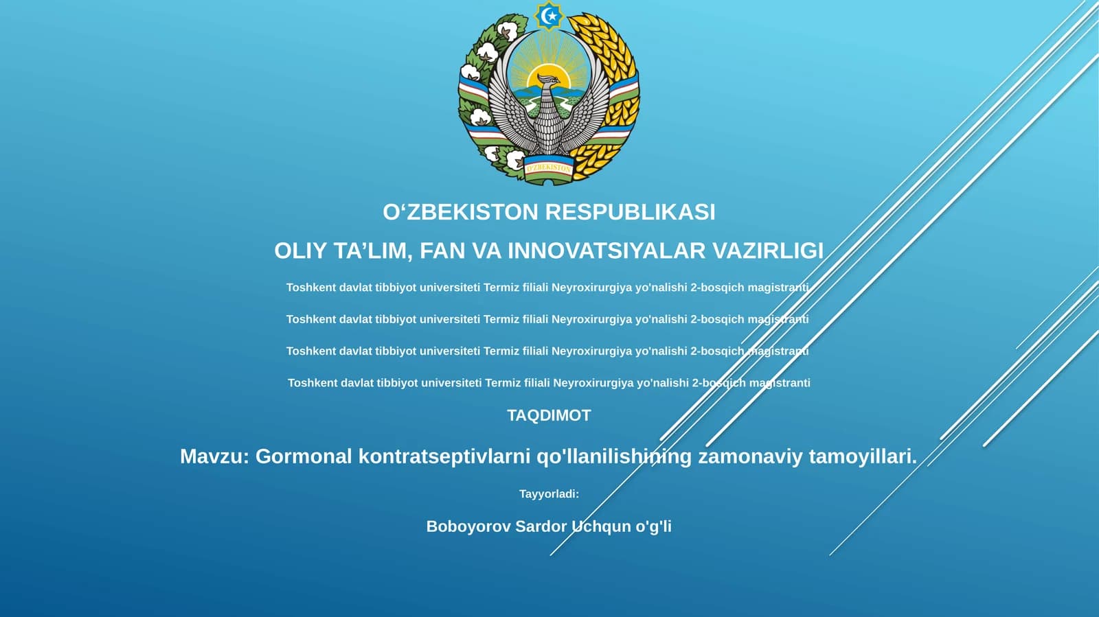Gormonal kontratseptivlarni qo'llanilishining zamonaviy tamoyillari