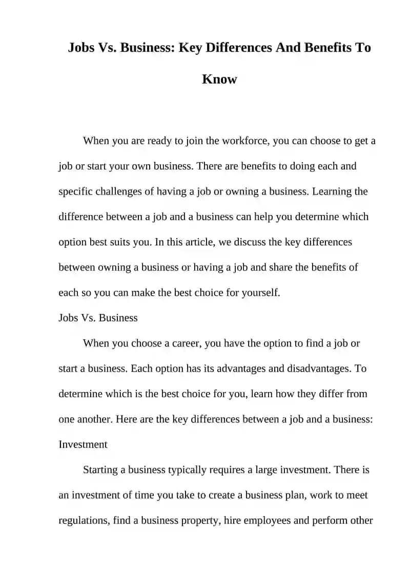 Jobs Vs. Business