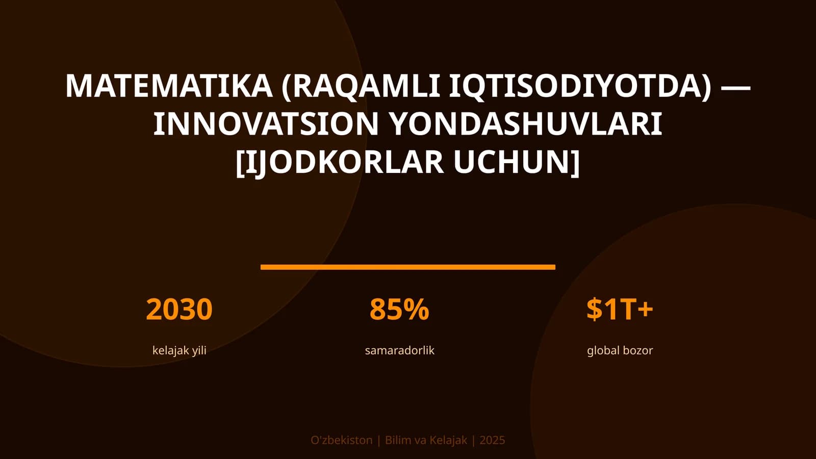 Matematika (raqamli iqtisodiyotda) — innovatsion yondashuvlari [ijodkorlar uchun]