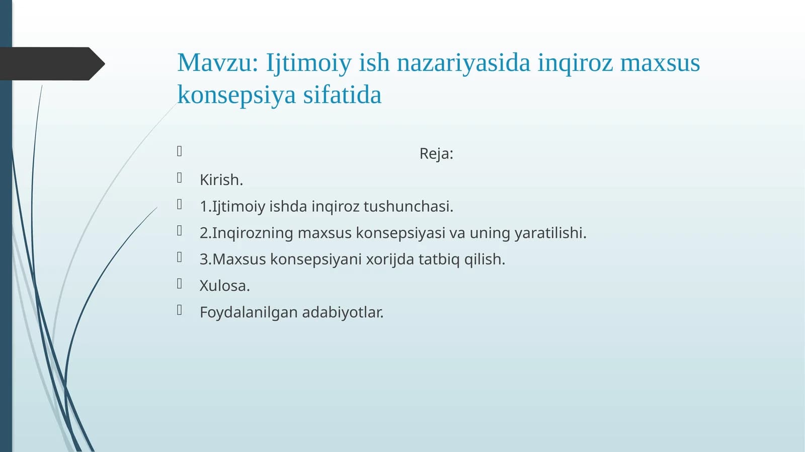 Ijtimoiy ish nazariyasida inqiroz maxsus konsepsiya sifatida