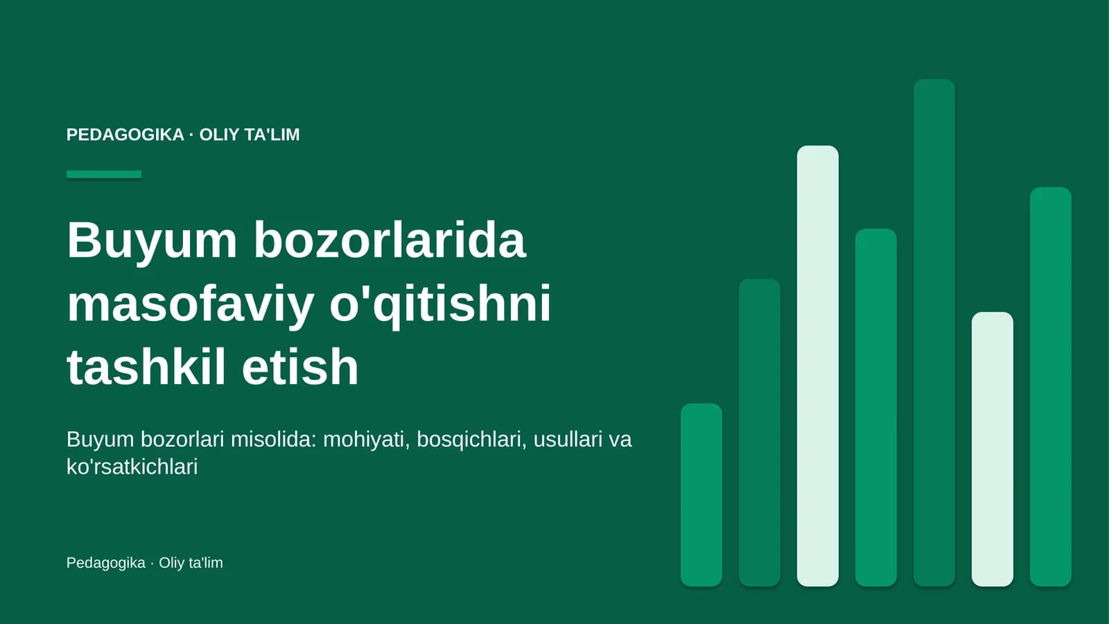 Buyum bozorlarida masofaviy o'qitishni tashkil etish
