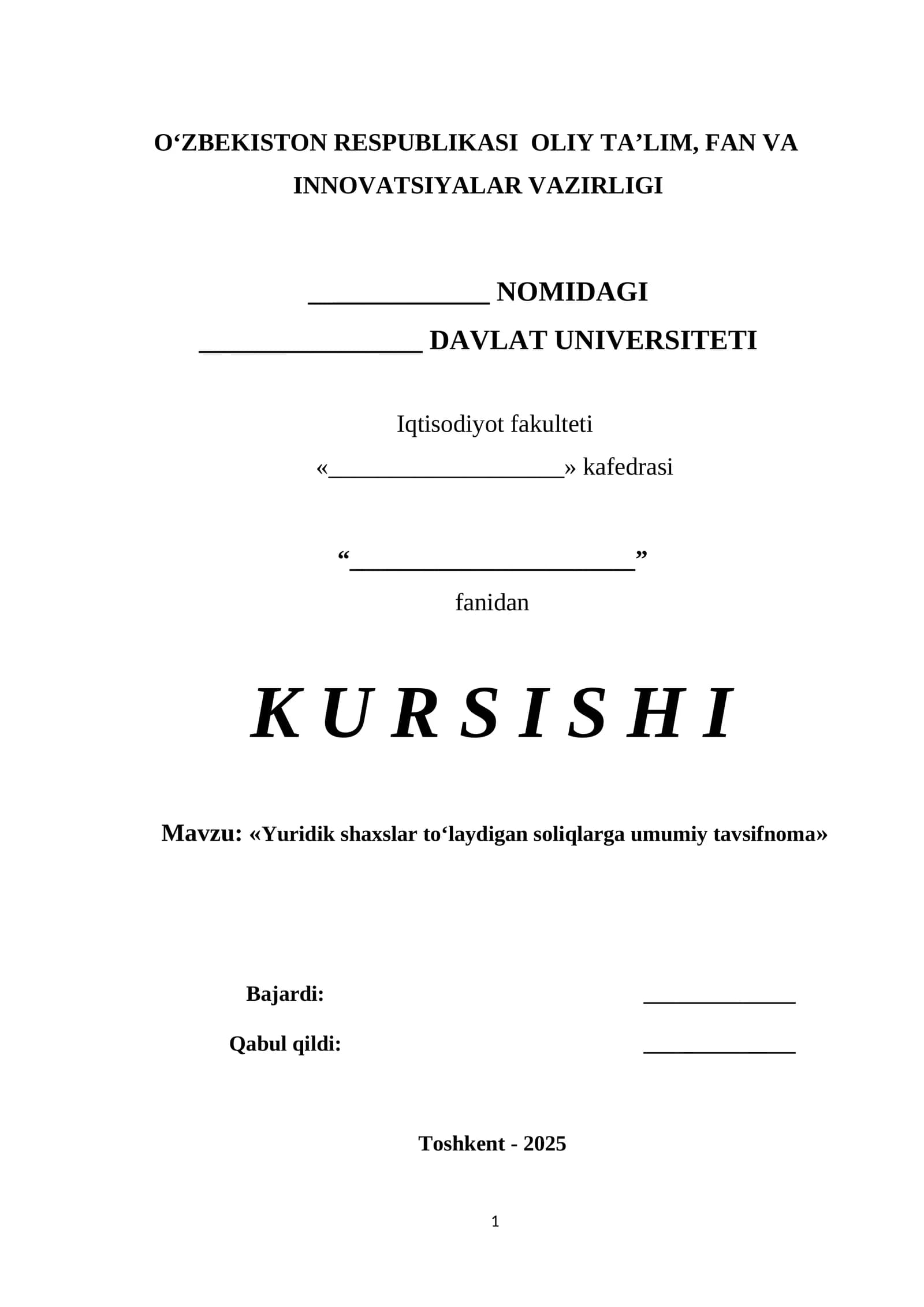 Yuridik shaxslar to‘laydigan soliqlarga umumiy tavsifnoma