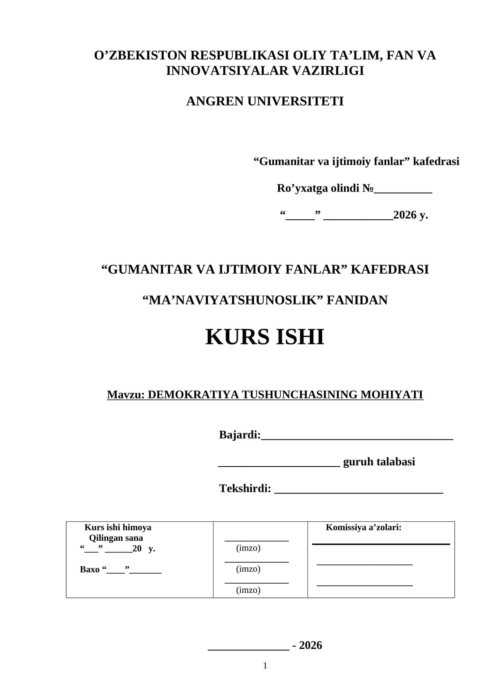 DEMOKRATIYA TUSHUNCHASINING MOHIYATI