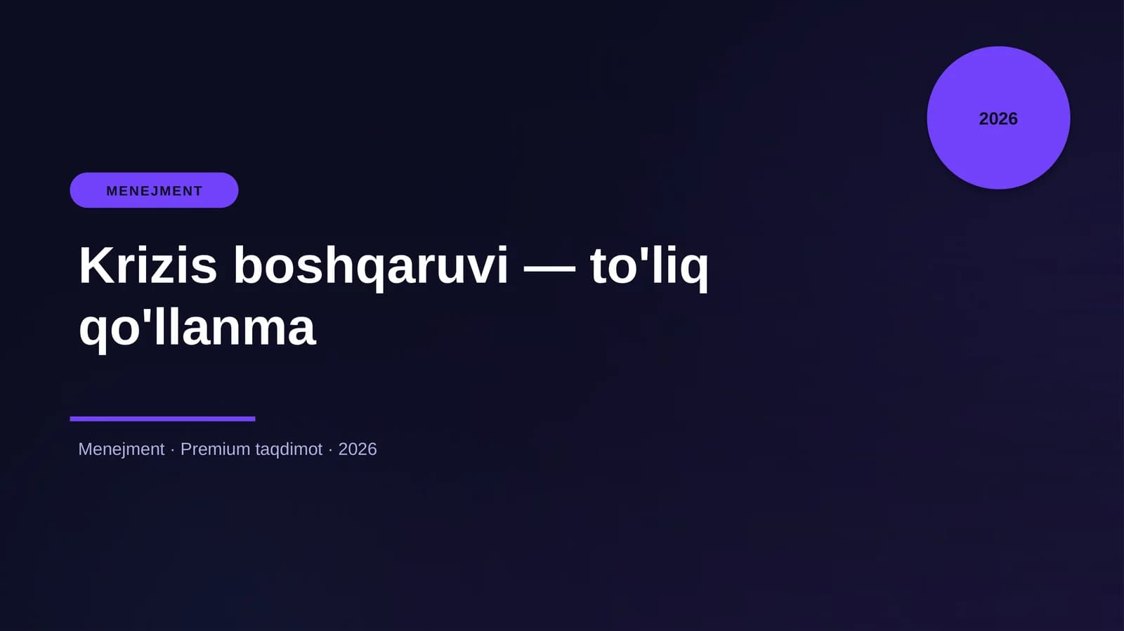 Krizis boshqaruvi — to'liq qo'llanma