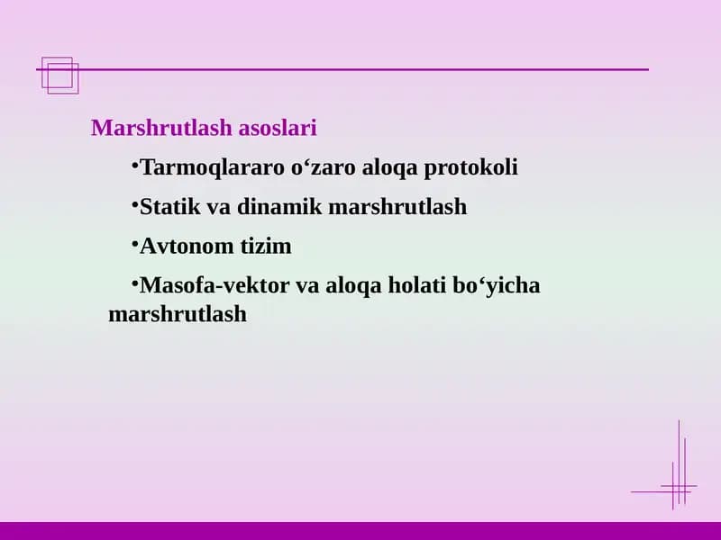 Marshrutlash asoslari