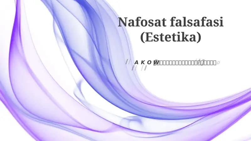 Nafosat falsafasi (Estetika)