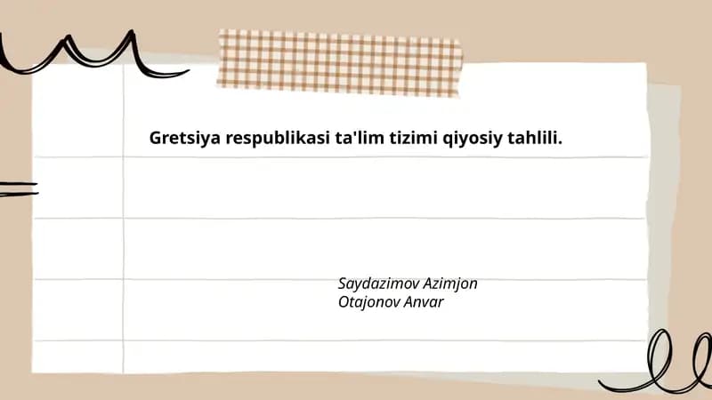 Yunoniston ta'lim tizimining tarixiy rivojlanishi va islohotlari