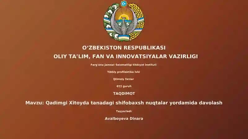Qadimgi Xitoyda tanadagi shifobaxsh nuqtalar yordamida davolash