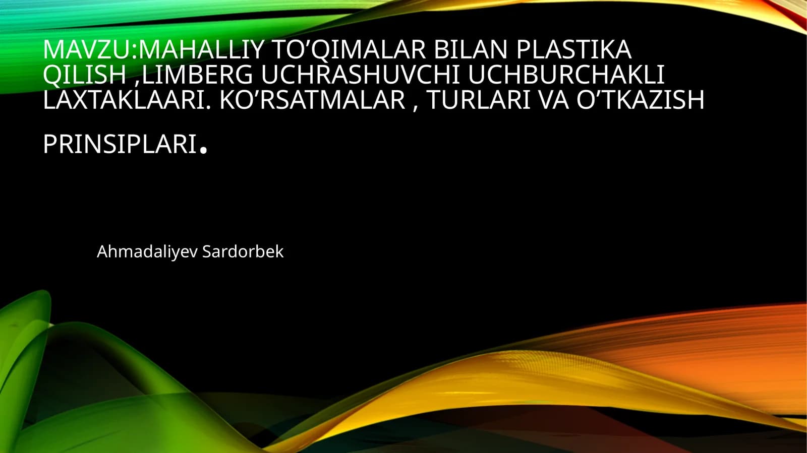 Mahalliy to'qimalar bilan plastika qilish limberg uchburchakli lahtaklar ko'rstmalar , turlarini o'tkazish prinsiplari