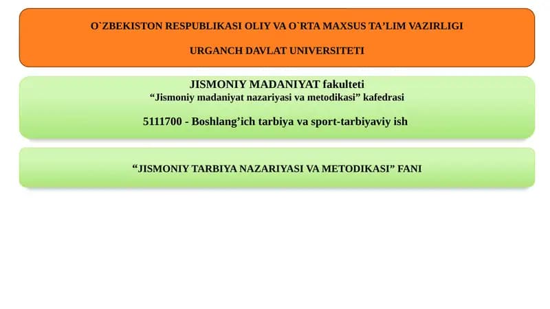 Jismoniy Tarbiya Nazariyasi va Metodikasi