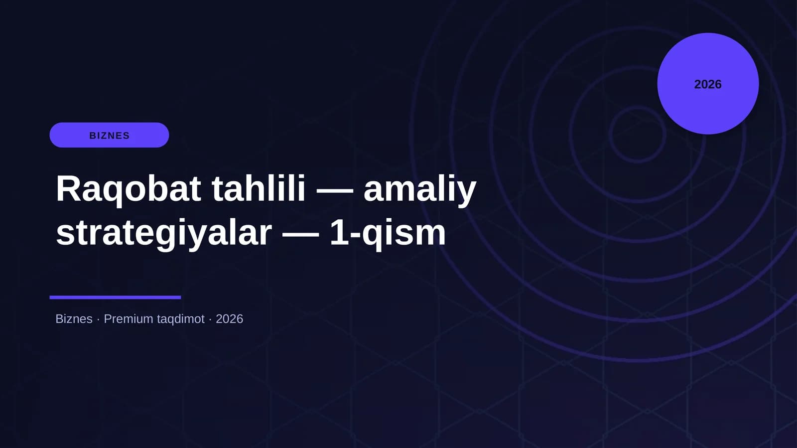 Raqobat tahlili — amaliy strategiyalar — 1-qism