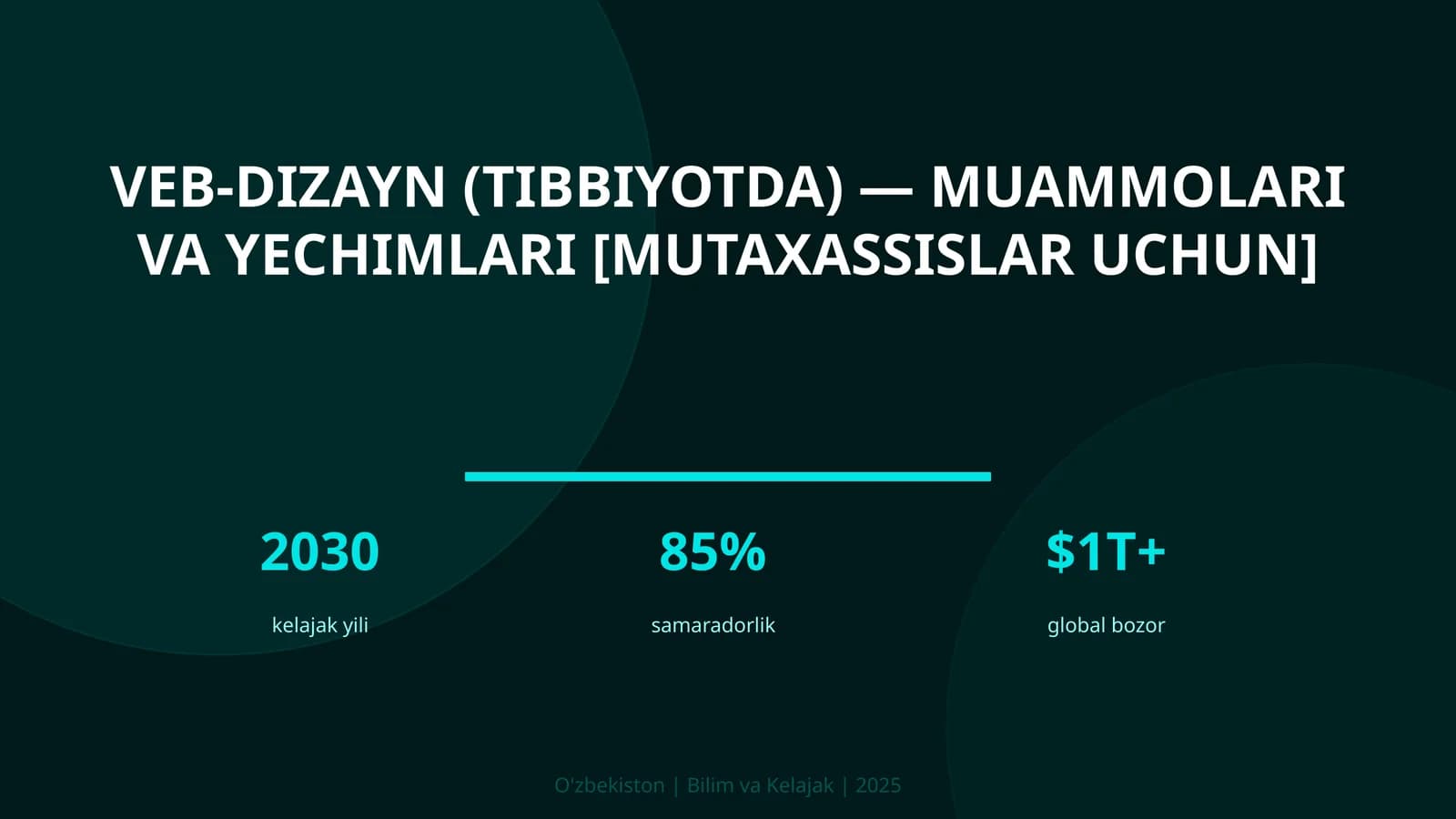 VEB-DIZAYN (TIBBIYOTDA) — MUAMMOLARI VA YECHIMLARI [MUTAXASSISLAR UCHUN]