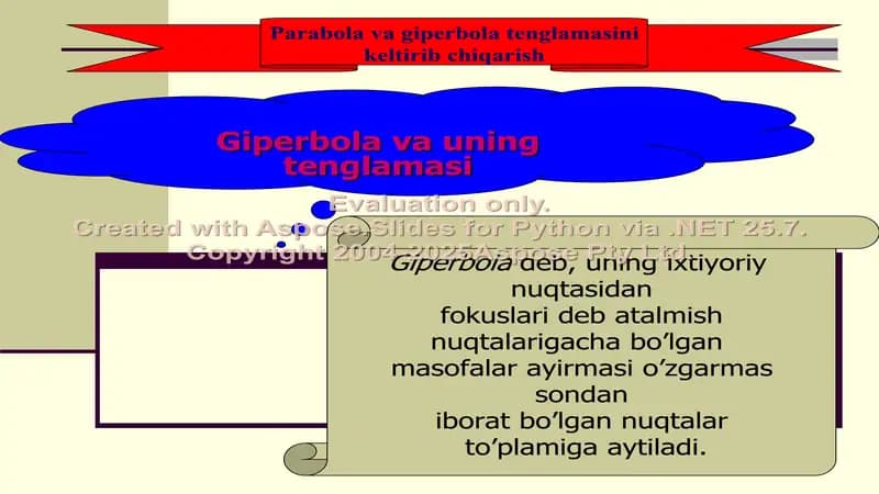 Gipеrbola va uning tеnglamasi