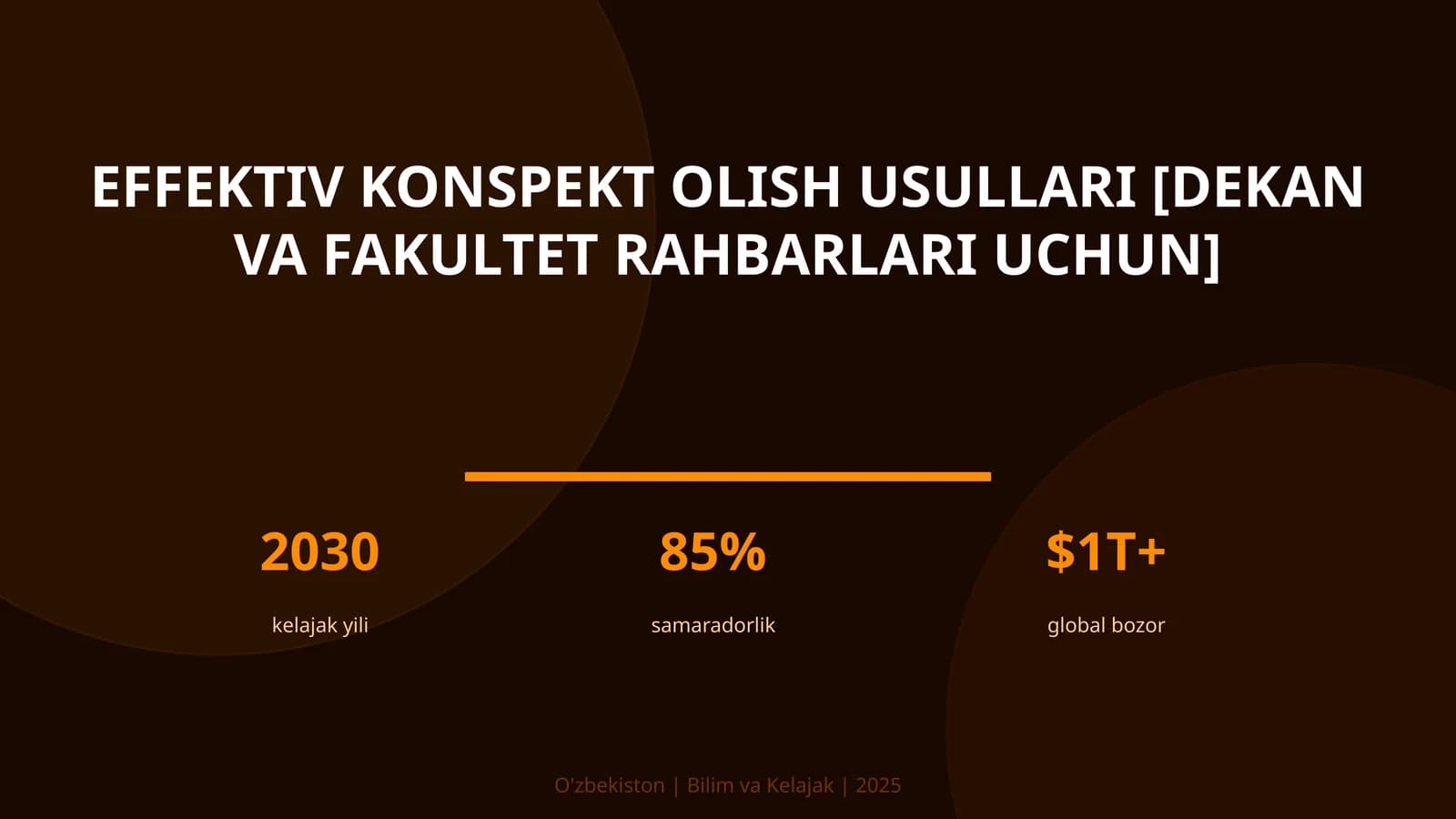 Effektiv konspekt olish usullari [dekan va fakultet rahbarlari uchun]