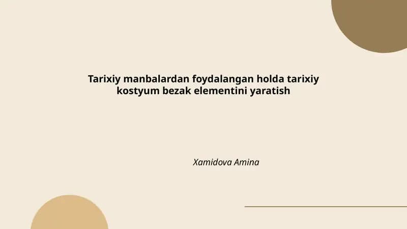 Tarixiy kostyum bezak elementini yaratish