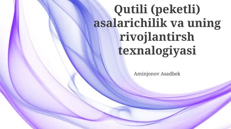 Paket Asalarichilik va uning Texnologiyasi