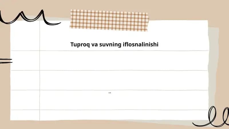 Tuproq va suvning ifloslanishi