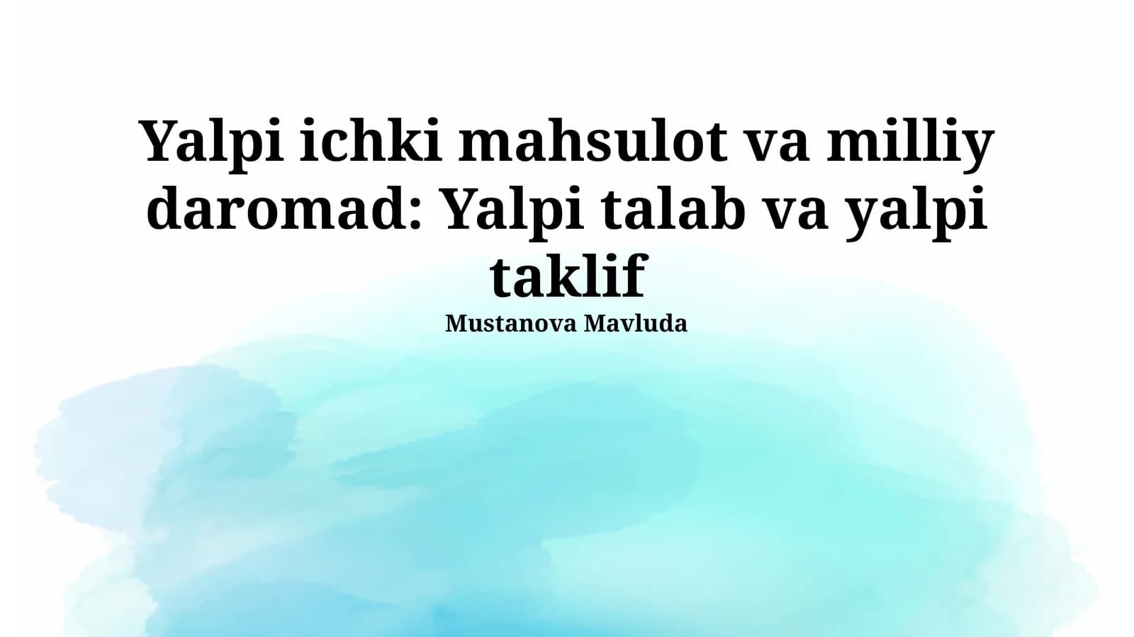 YaIM va Milliy Daromad Ta'rifi
