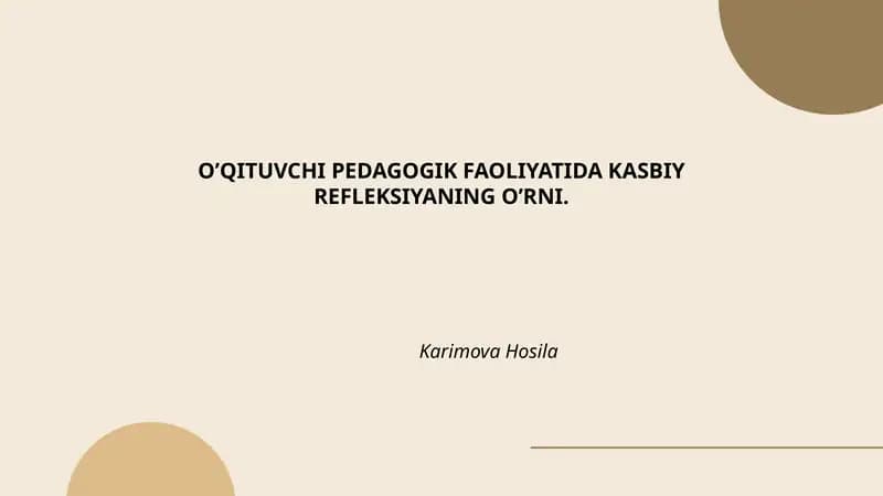 Kasbiy Refleksiya