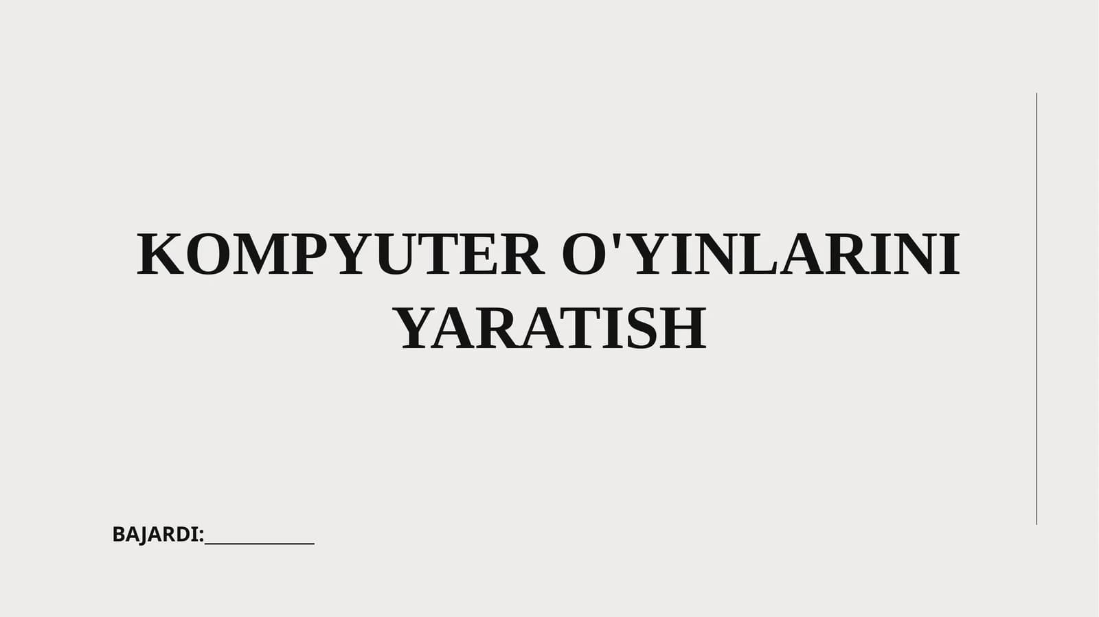 O'yin dizayni asoslari