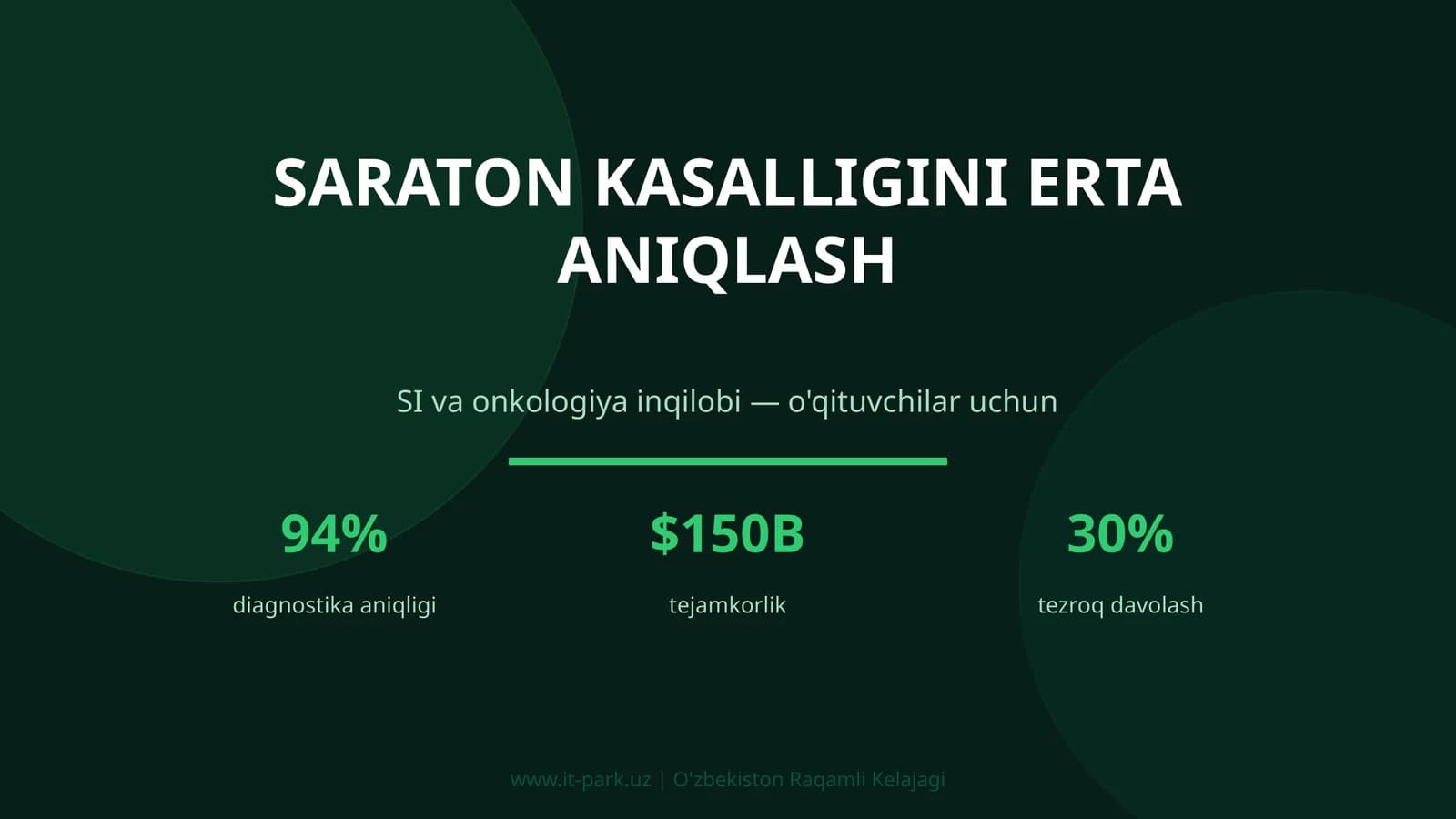 SARATON KASALLIGINI ERTA ANIQLASH SI va onkologiya inqilobi — o'qituvchilar uchun