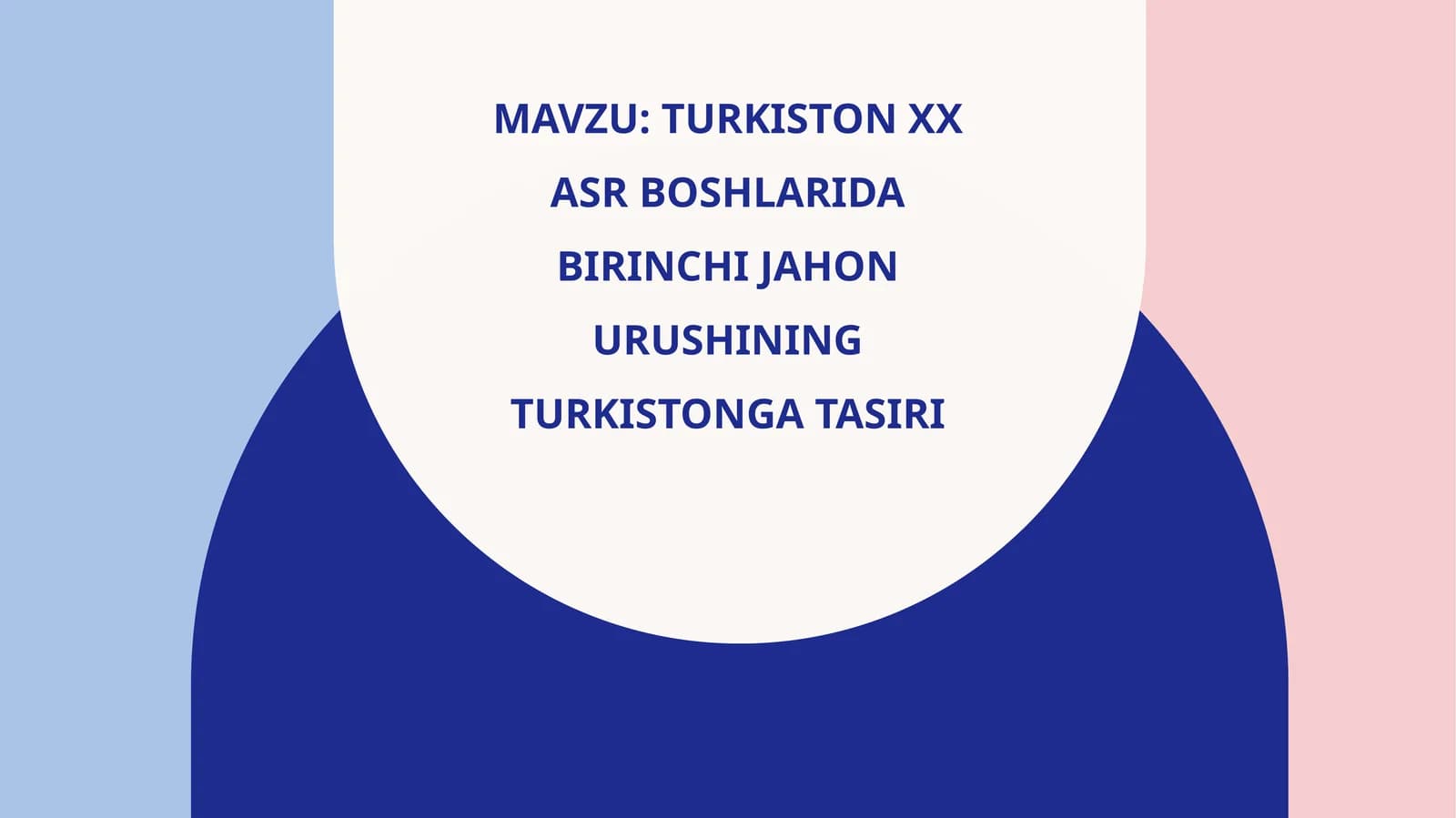 turkiston XX ASR BOSHLARIDA BIRINCHI JAHON URUSHINING TURKISTONGA TASIRI