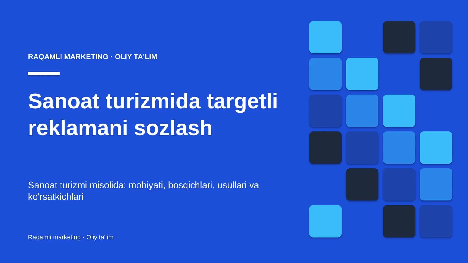 Sanoat turizmida targetli reklamani sozlash