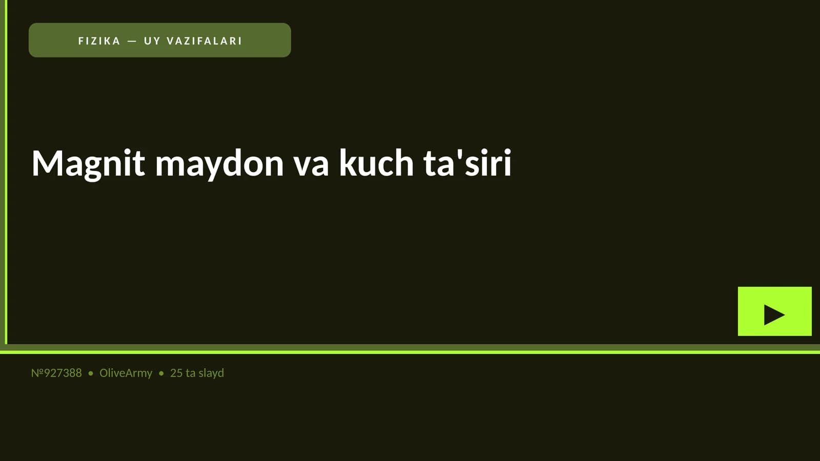 FIZIKA — UY VAZIFALARI