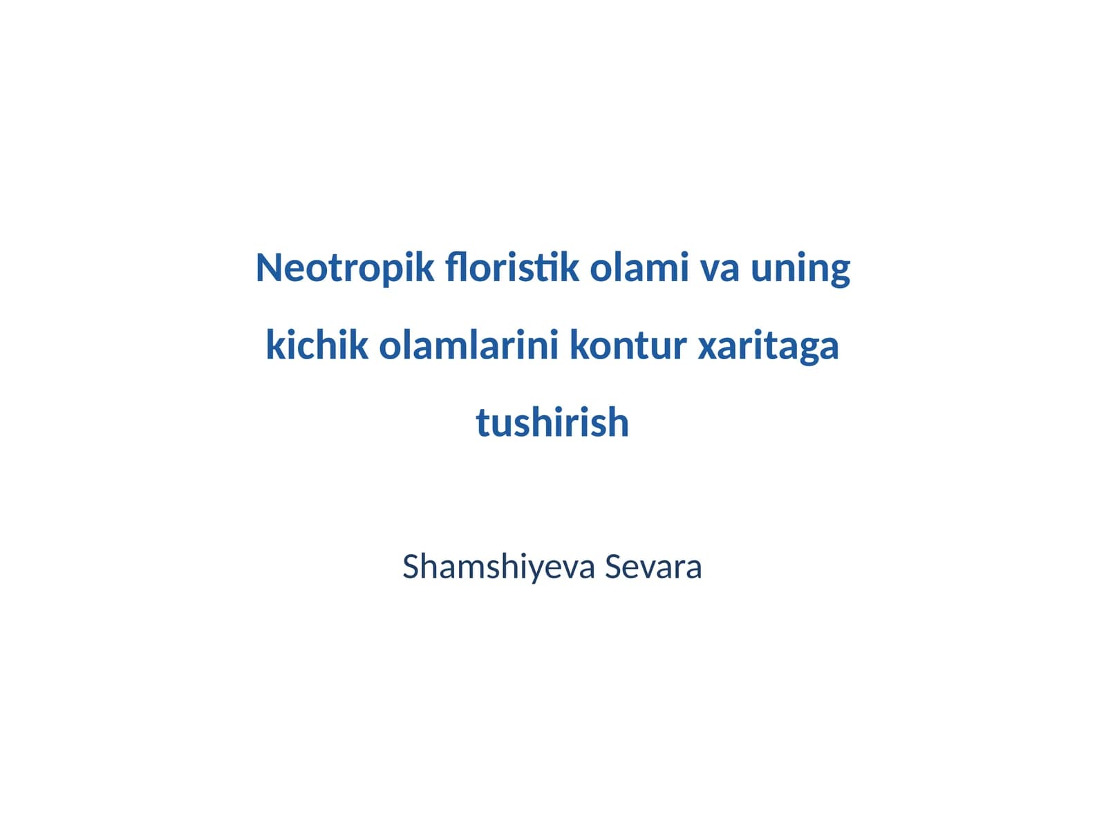 Neotropik floristik olami va uning kichik olamlarini kontur xaritaga tushirish