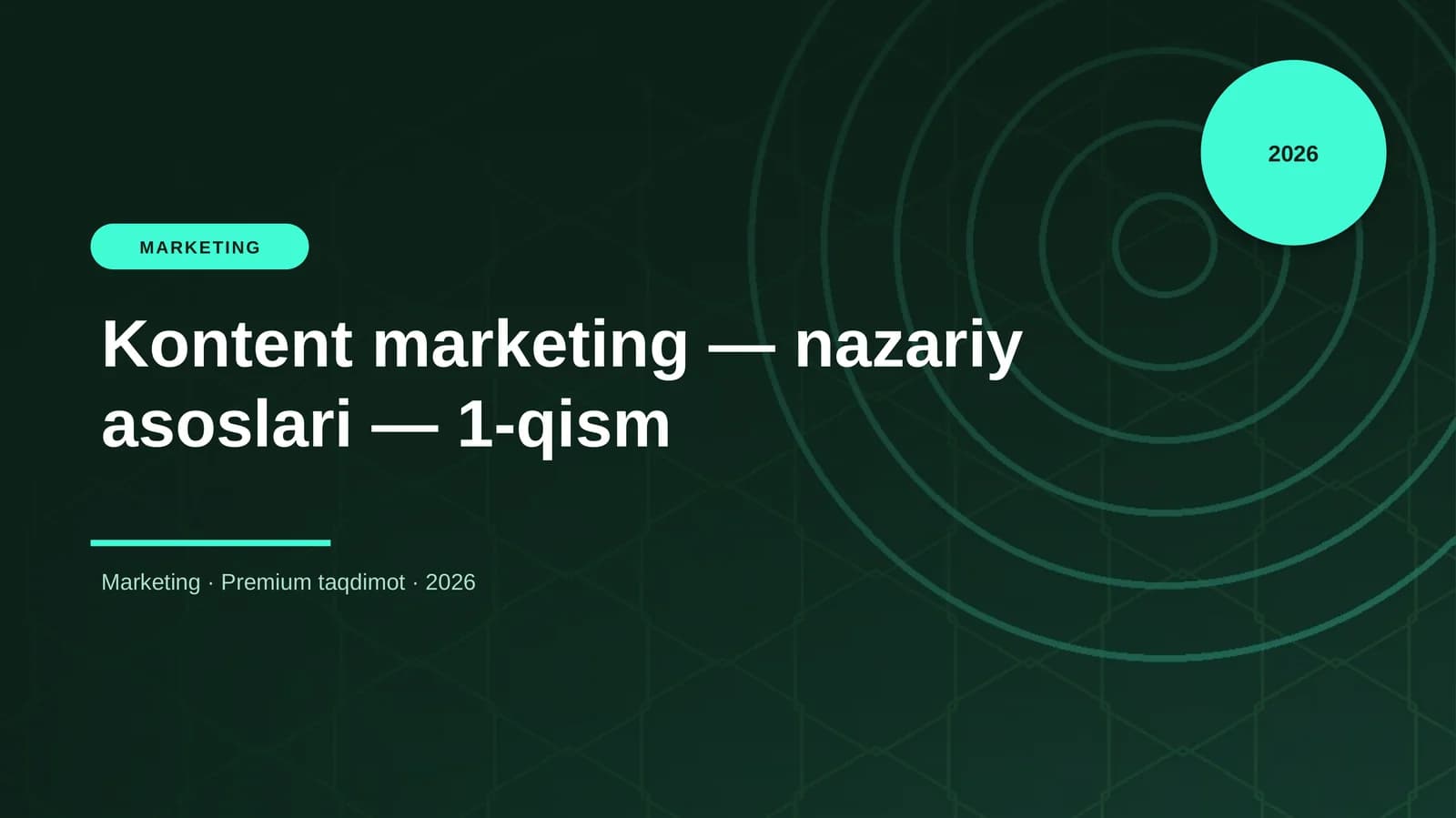 Kontent marketing — nazariy asoslari — 1-qism