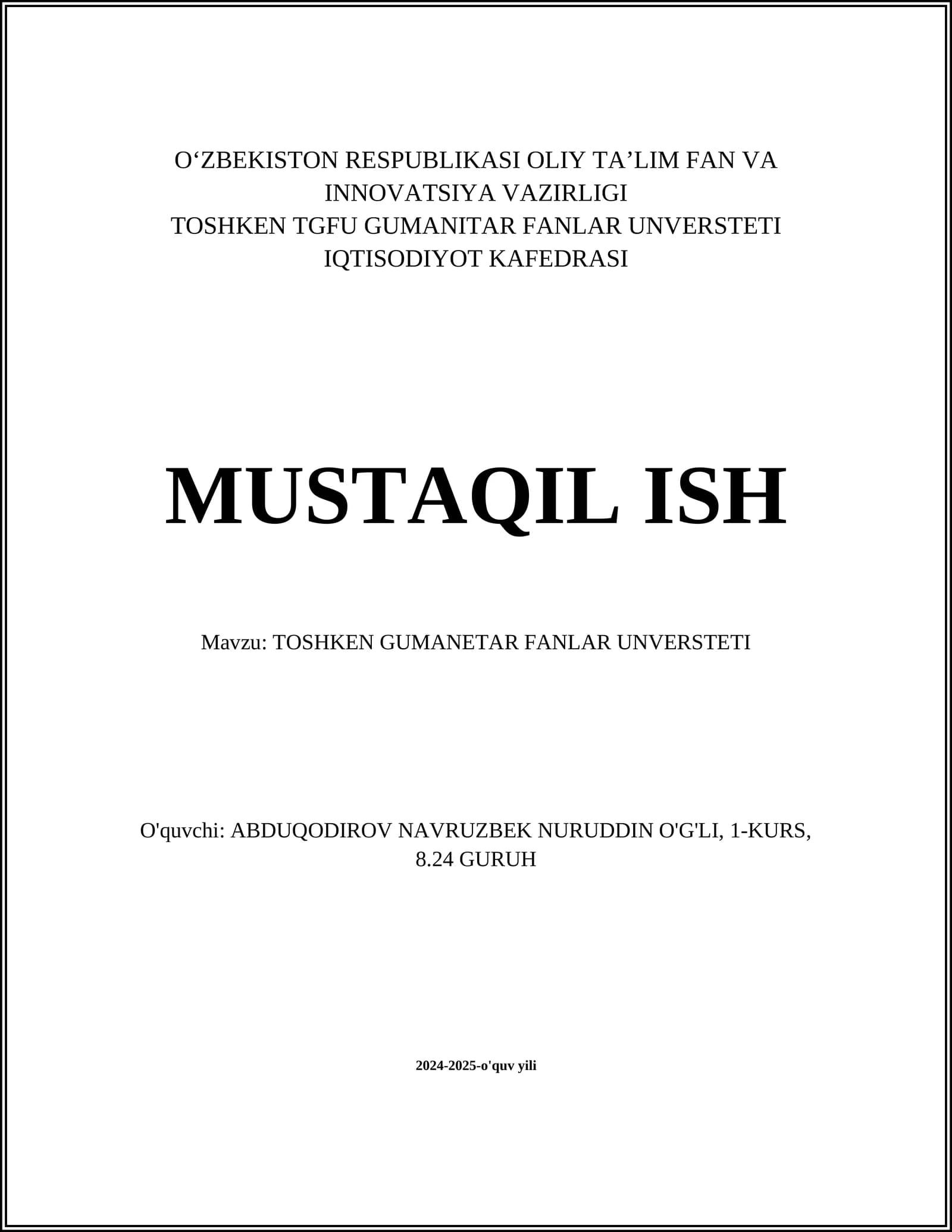 Toshkent Gumanetar Fanlar Universiteti