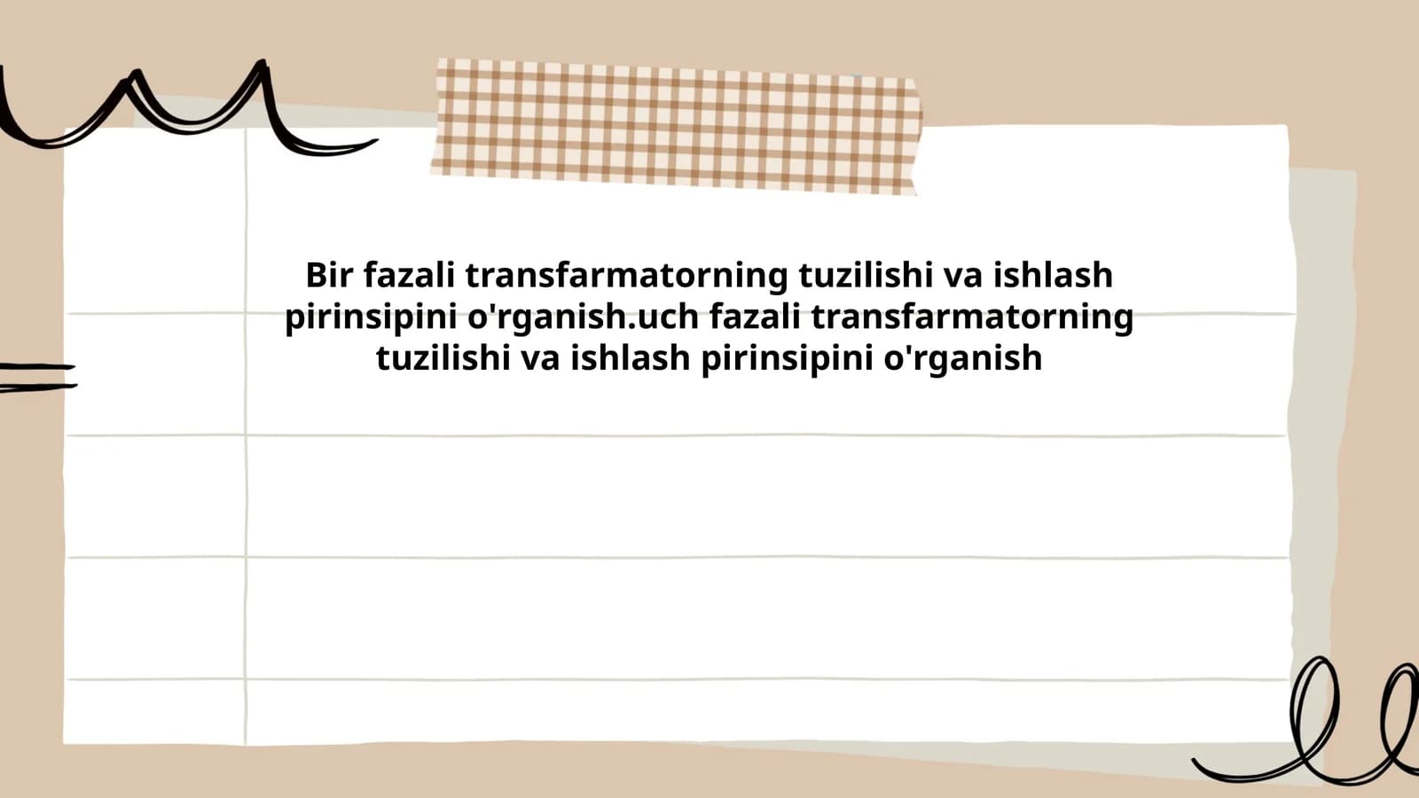 Bir Fazali Transfarmatorning Tuzilishi va Ishlash Pirinsipi
